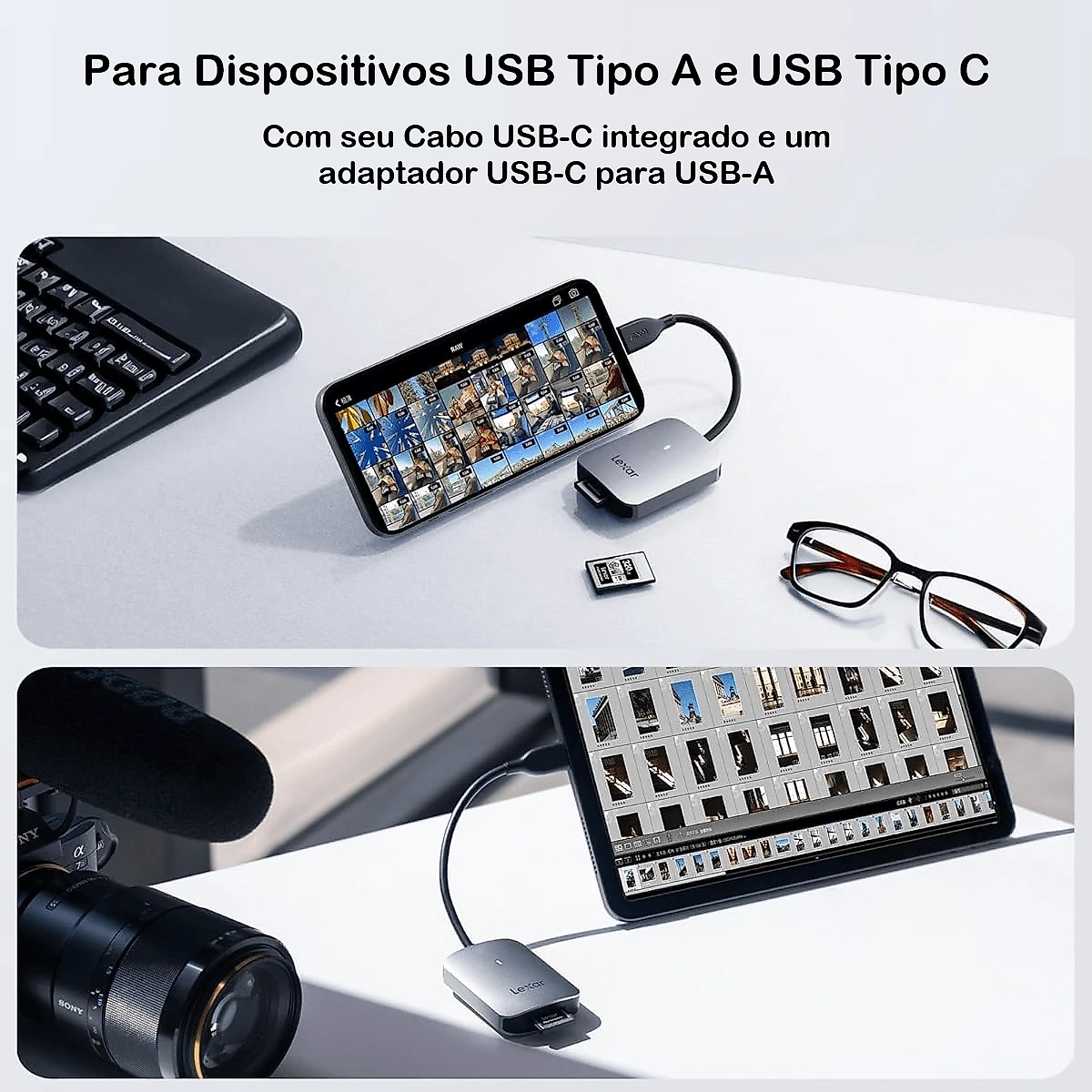 Leitor Lexar CFexpress Type A 900 MB/s USB 3.2 Gen 2 com Adaptador USB