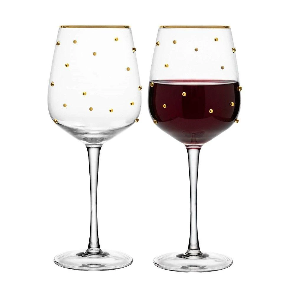 Jogo 2 Taça De Vinho Tinto 350ml Vidro Com Borda Dourada Linha Balls Wolff