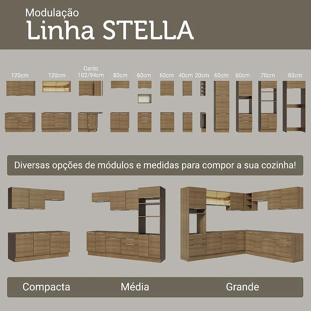Porta-geladeira 73 cm 1 porta basculante rustic stella madesa