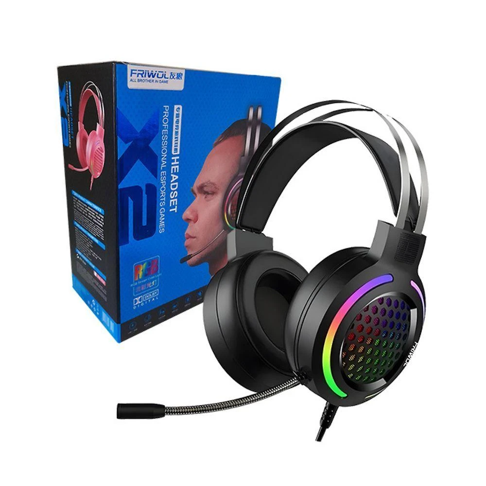 Headset Gamer com Fio Friwol X2 RGB Pro P2 e USB com Cancelamento de Ruído para PC