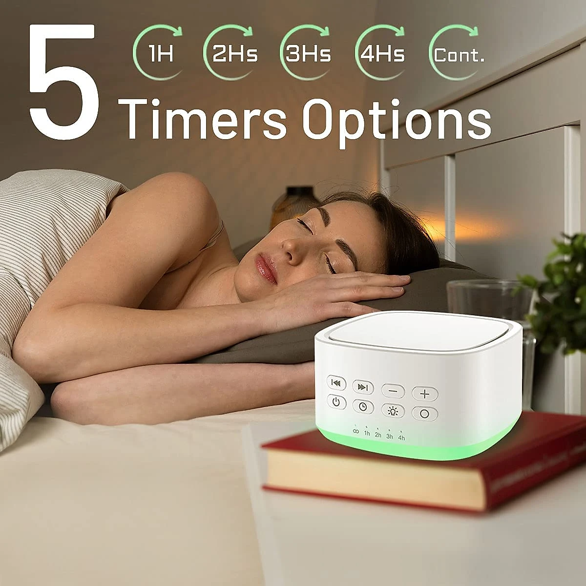 Magicteam Máquina de Ruído Branco para Dormir 25 Sons com 10 L uzes Ambiente Programável 110V