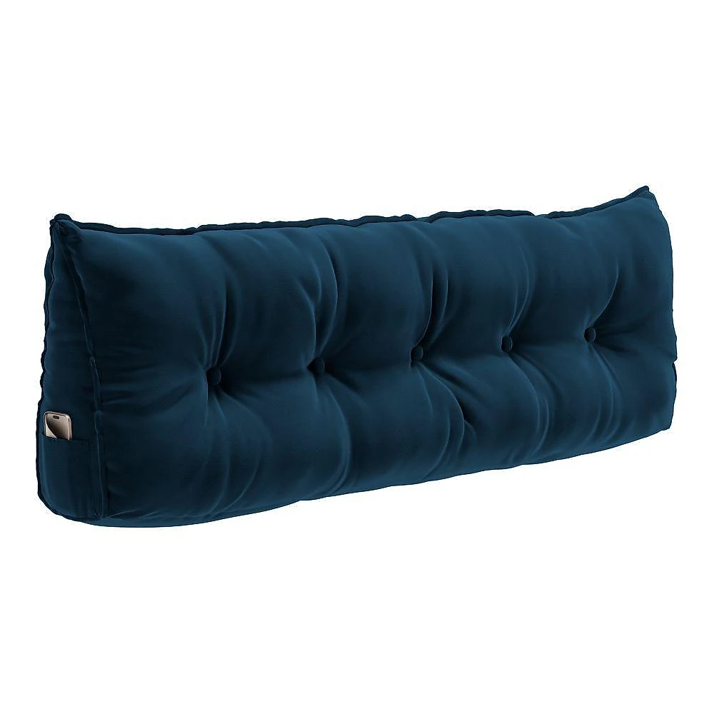 Kit 02 Almofadas Cabeceira Spot 195cm Apoio Lombar Veludo Azul Escuro Desk Design