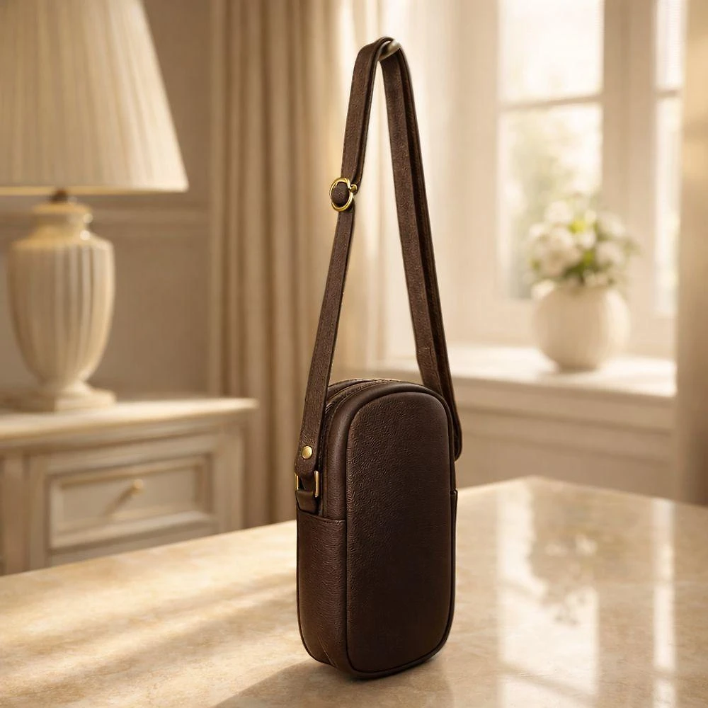 Bolsa Porta Celular Direto De Fábrica Topgrife Atacado Couro Legítimo Cor Marrom Tamanho único