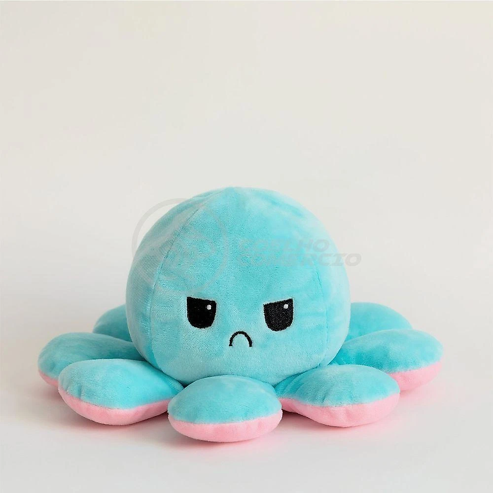 Polvo Reversível De Pelúcia Feliz E Bravo Rosa E Azul