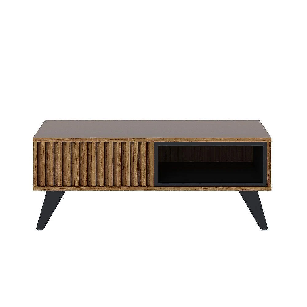 Mesa De Centro Para Sala Retangular 1 Nicho Karin Noce Milano-preto Fosco C04 - D'rossi