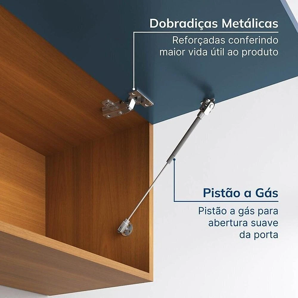 Cozinha Compacta 4 Peças 2 Aéreos 2 Balcões Soho CabeCasa MadeiraOriginals Freijó/Azul