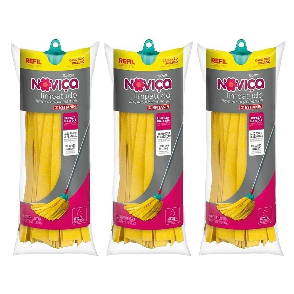 Refil Mop Esfregão Limpa Tudo Noviça com Fibras Super Absorventes para Limpeza Diária Bettanin