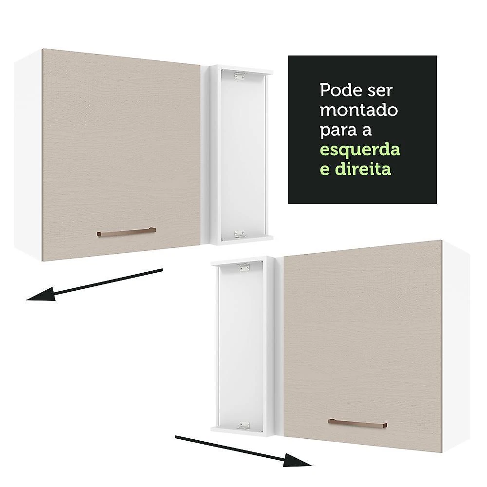 Armário de cozinha aéreo de canto 1 porta branco/crema agata madesa