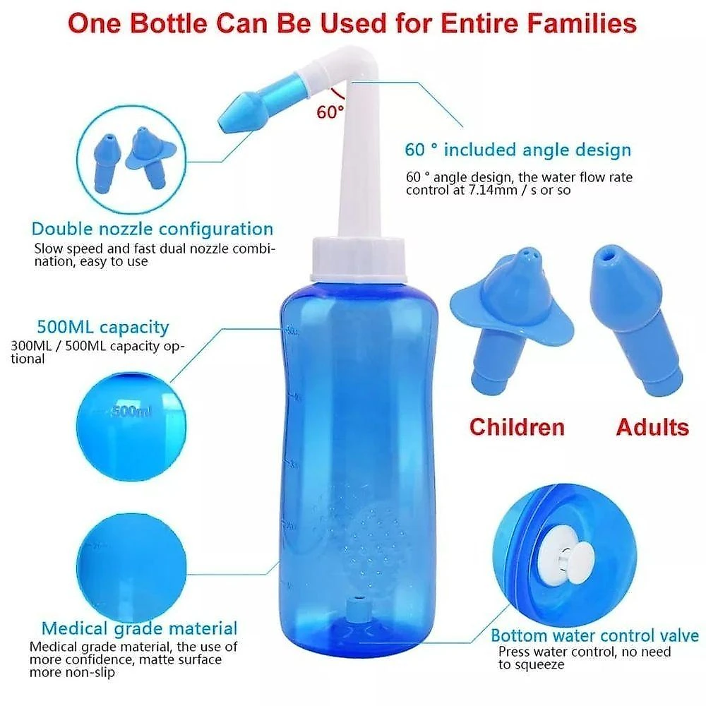 Higienizador OEM Mt-bf05 para Lavagem Nasal com Bico Adulto e Infantil Azul 300ml