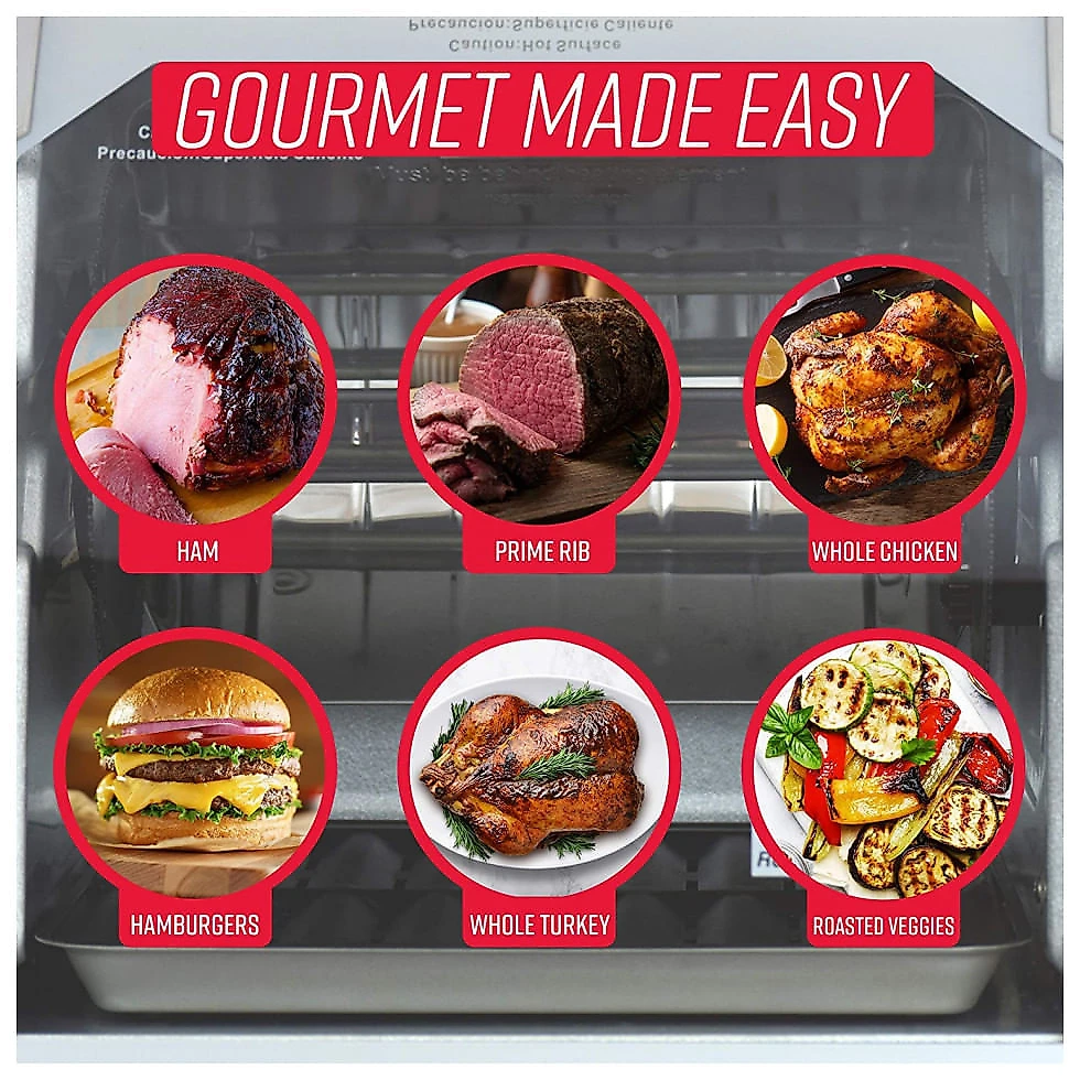 Churrasqueira Grill Rotisserie com Temperatura Ajustável e 3 Modos, 110V 1500W, Ronco, Cinza