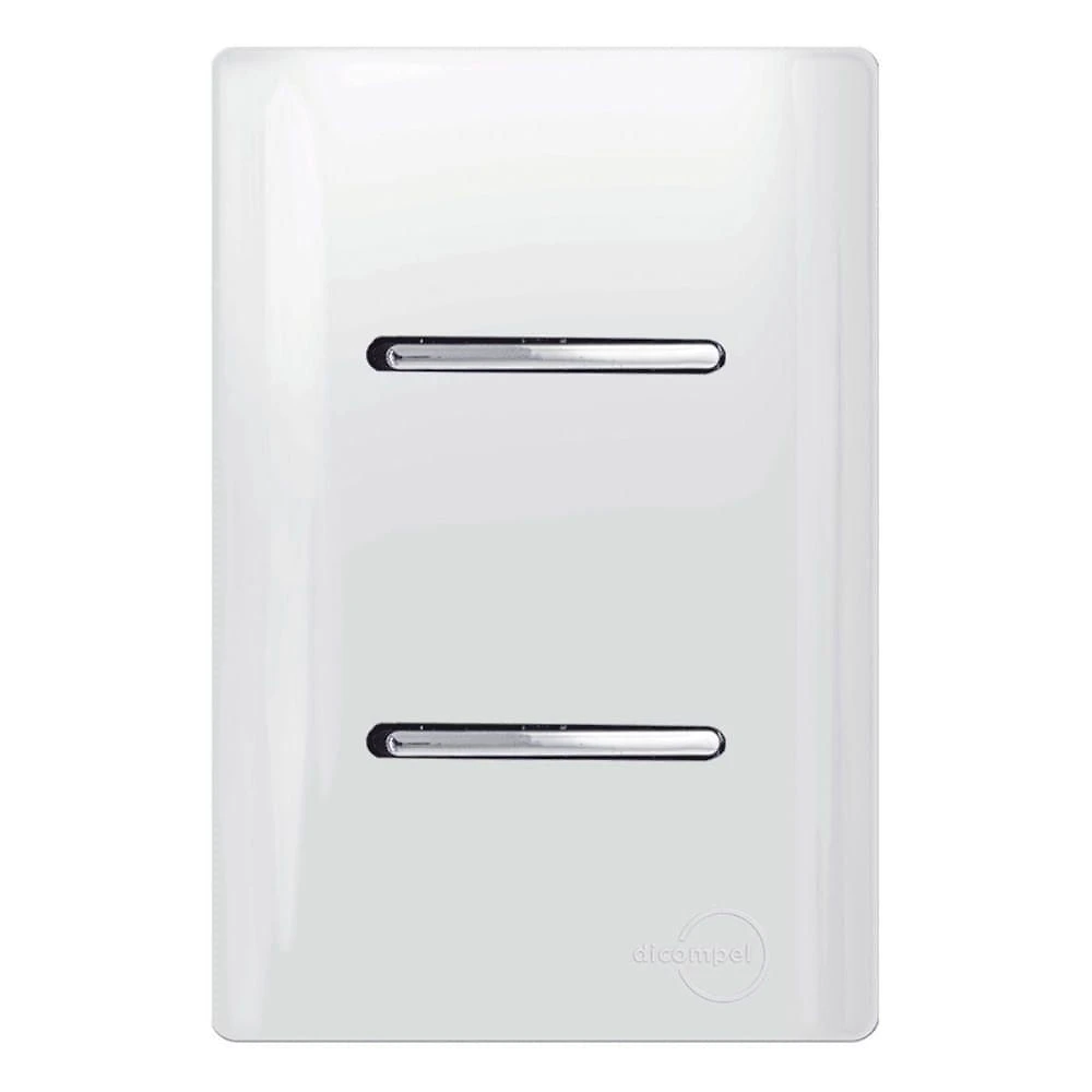 1 Interruptor Simples +1 Interruptor Paralelo Horizontal Cromado com Placa 4x2 Branco 12007 Nova