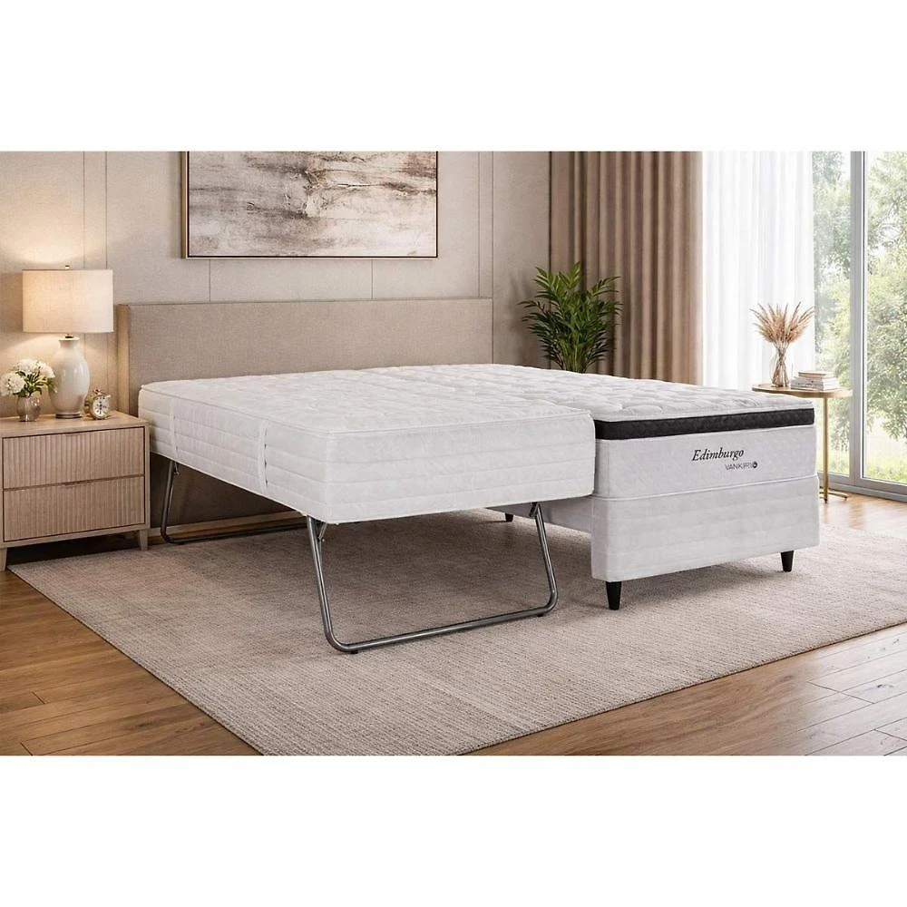 Cama Box com Colchão Solteiro MH1400 Molas Bonnel Pillow Top Branco Herval 88CM