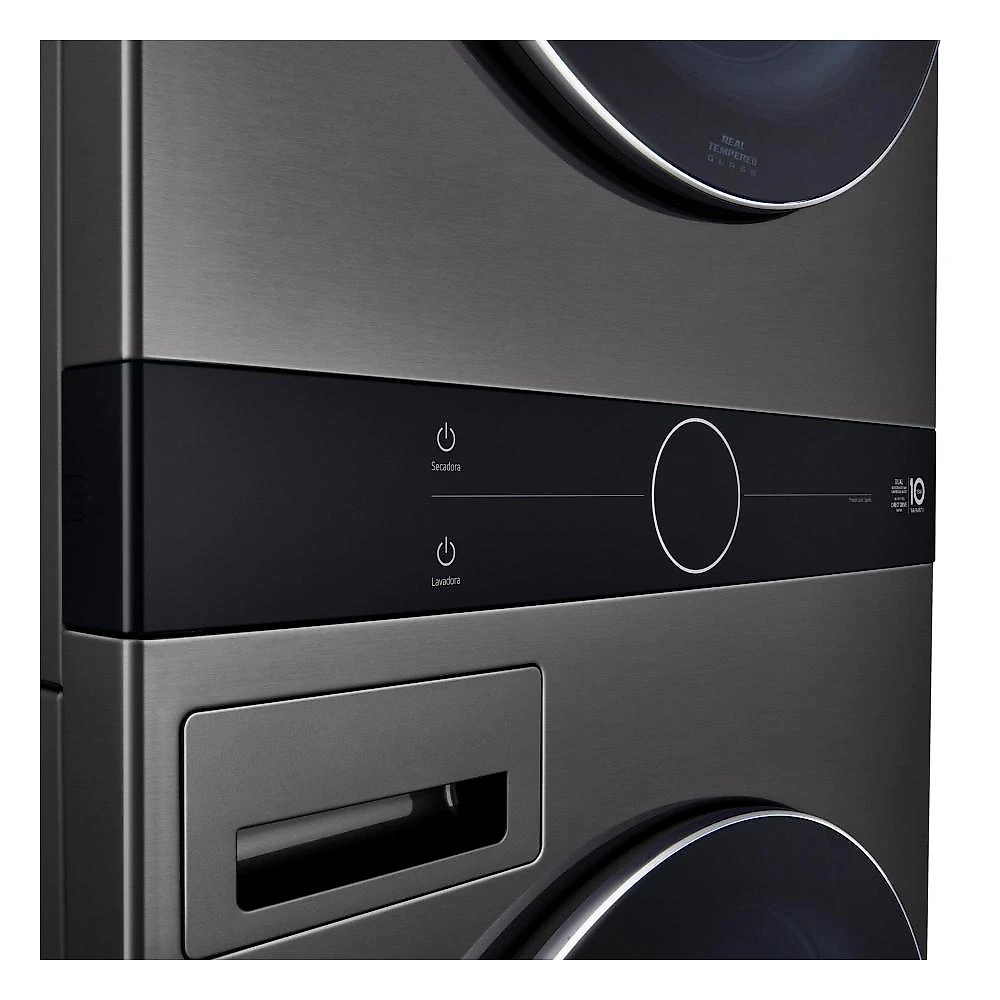 Lavadora e secadora elétrica smart lg washtower wk17bs6a 17 kg aço escovado preto com inteligência artificial aidd - 220v