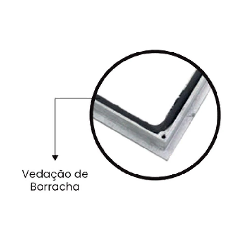 Tampa Tampão de Chão Quadrado Dupla Vedação Rebaixado Alumínio 50x50cm Prata GDA Industria webcontinental-7908405438271