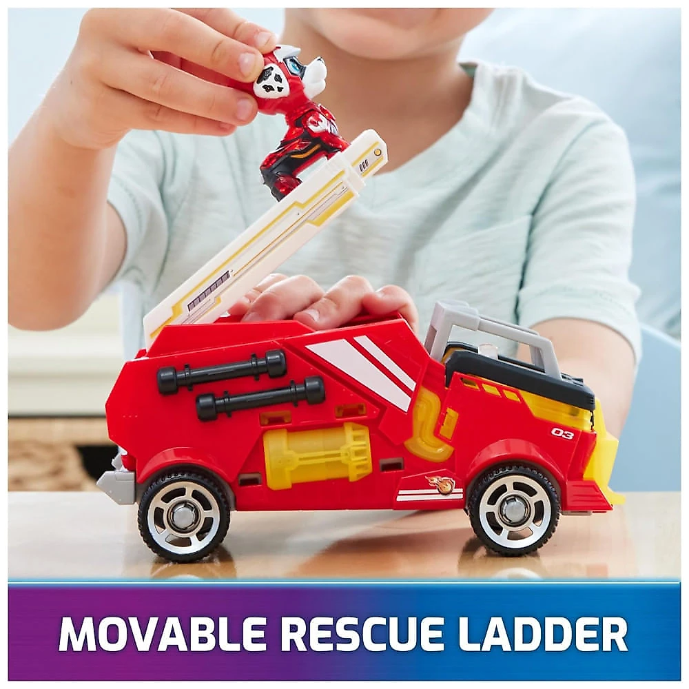 Caminhão de Bombeiros Mighty Pups com Boneco de Ação Marshall, Luzes e Sons para Crianças Acima de 3 Anos, Patrulha Can...