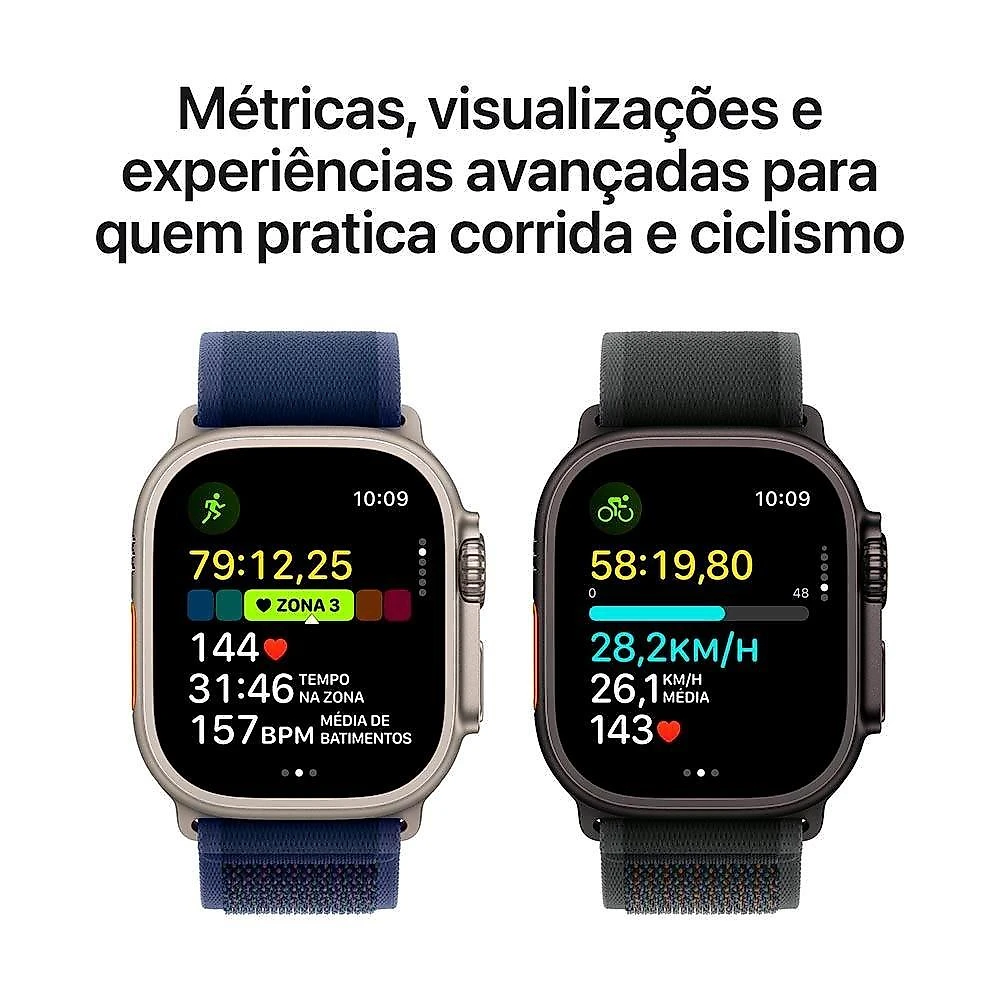 Apple Watch Ultra 2 GPS + Cellular, Caixa Preta de Titânio de 49 mm, Pulseira Loop Alpina Verde Escura, Tamanho M - MX4R3BE/A