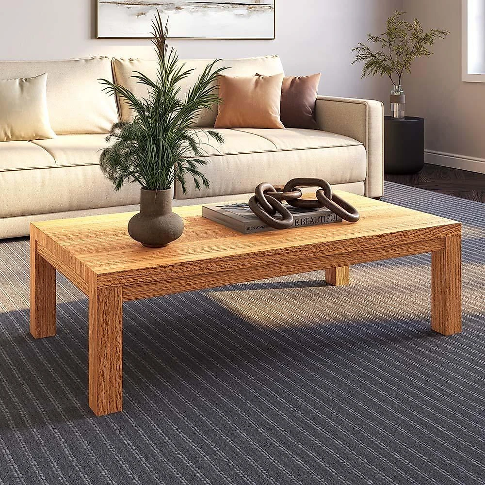 Mesa de Centro Dunia F06 Retangular Madeira Maciça 120CM Rústico Lyam Decor