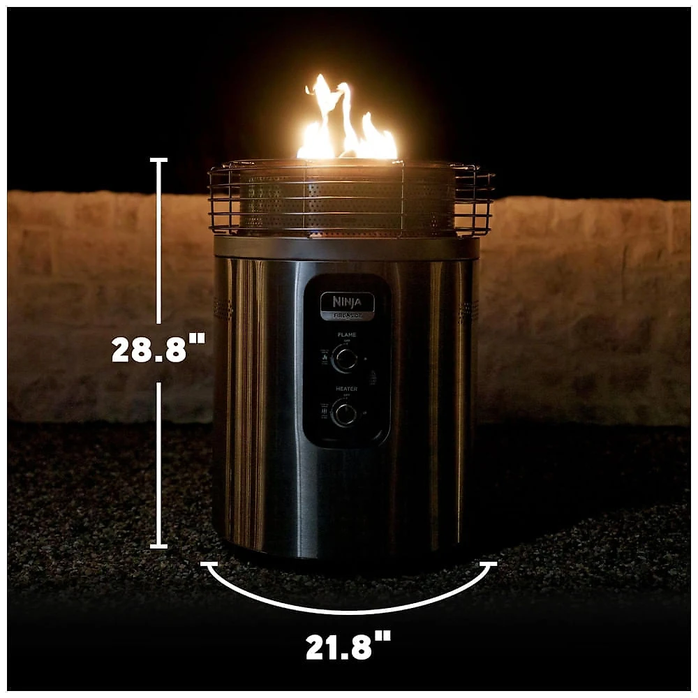 Ninja Fireside360 Aquecedor Externo e Fogueira Portátil com 3 Modos, Aço Inoxidável, 80.000 BTUs