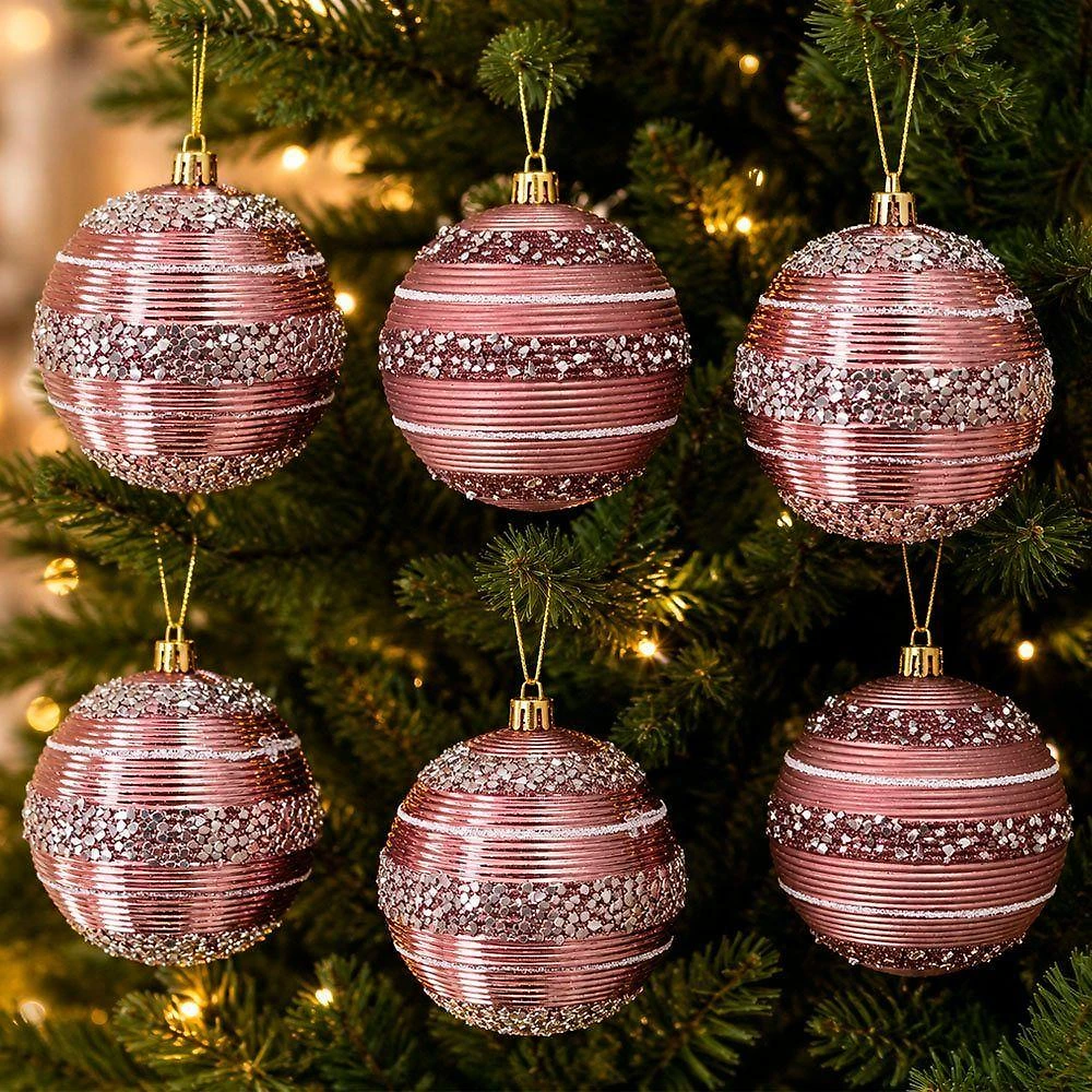Bolas de Natal para Decoração de Árvore Enfeite Bronze Plástico Kit 18pçs 8cm