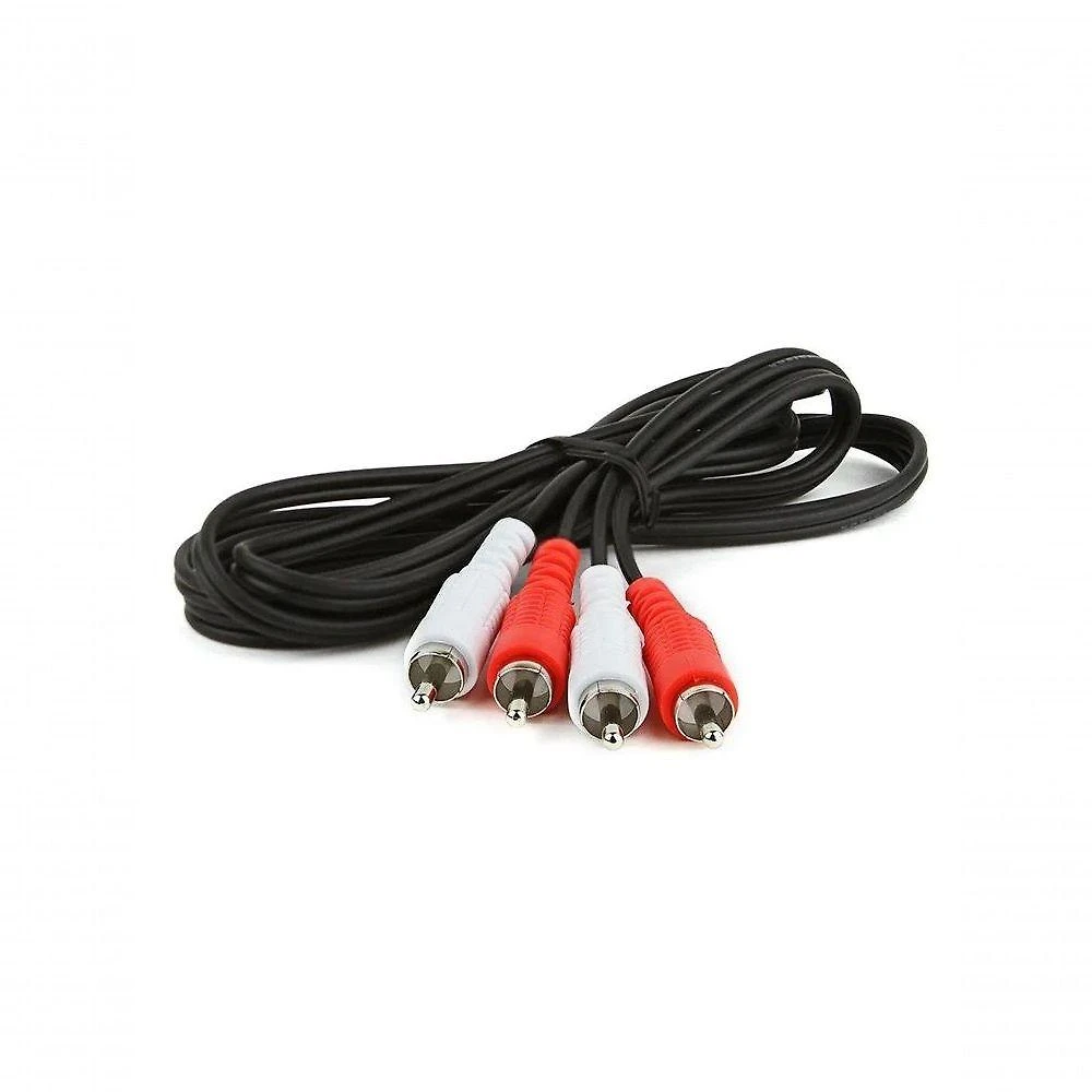 Cabo de Áudio RCA Evus C-092 para Som Estéreo 2 RCA Macho X 2 RCA 4MM 1,5M Cabo Preto com Rcas