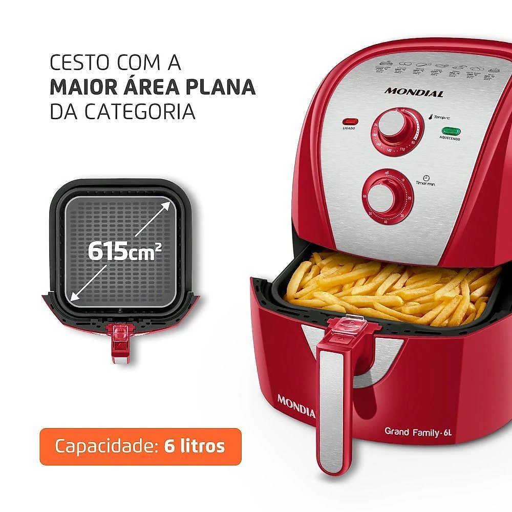Fritadeira Sem óleo Air Fryer 6 Litros Afn-60-ri Mondial Air Fryer Afn-60-ri 220v/60hz