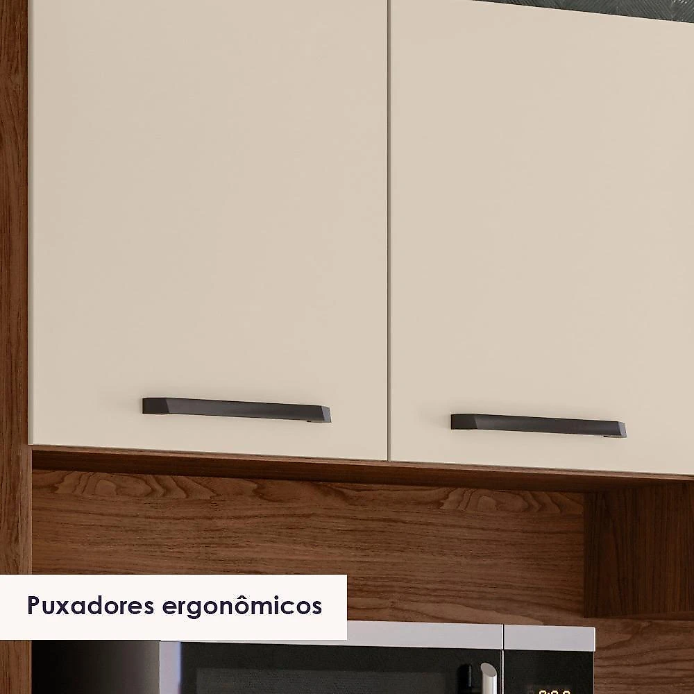 Kit Cozinha 6p 2g 132 Cm Modena Nogueira Ripado Ktp Nogueira