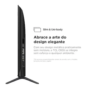 Smart TV 50" QLED 4K TCL 50C655 com Processador AIPQ, Google TV, HDR10+, Wi-Fi Dual Band, Bluetooth Integrado, Google Assistente, Dolby Vision e Atmos