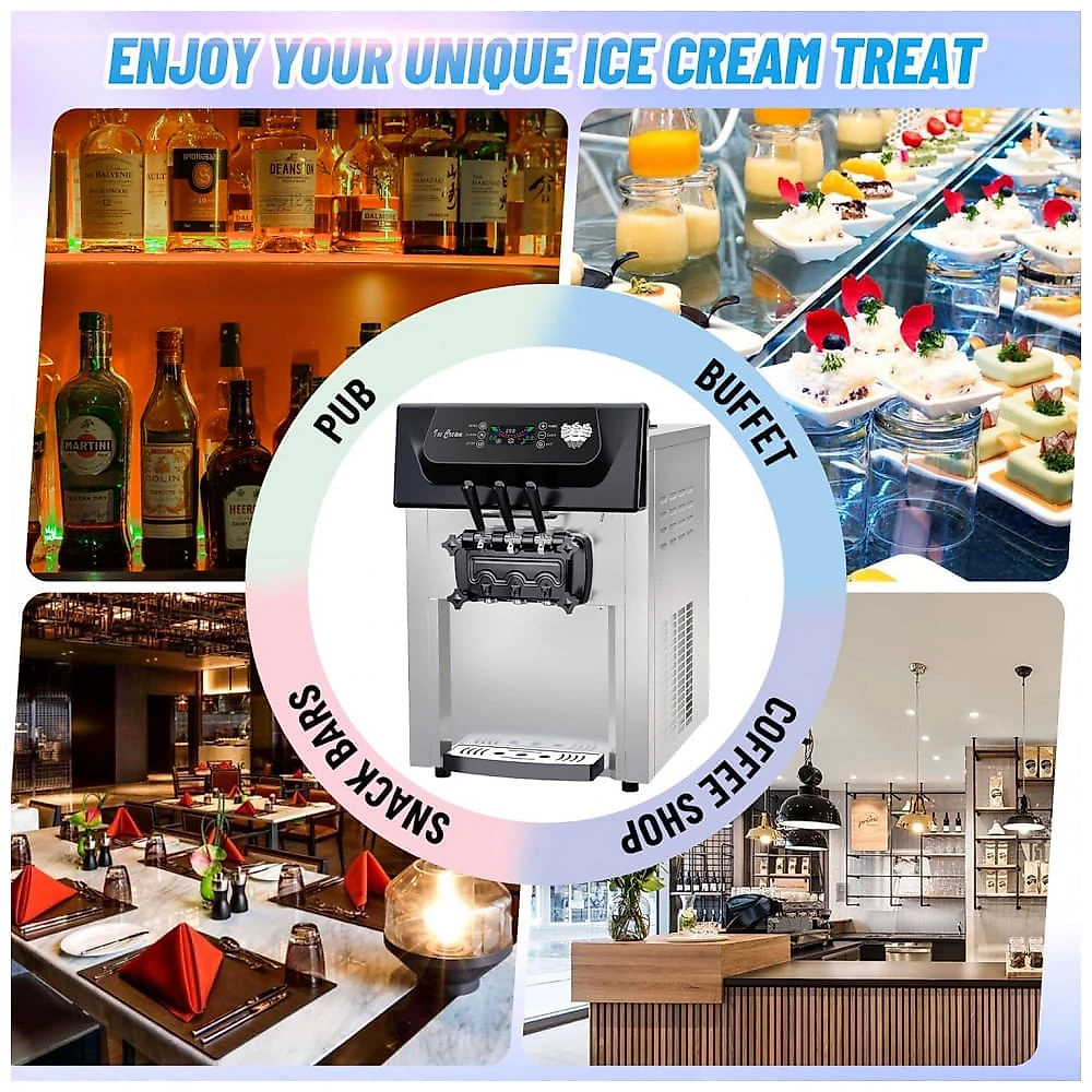 Máquina de Sorvete Expresso Arsupen Prata 2+1 Sabores Comercial 22L Painel Touch 2200W 115V