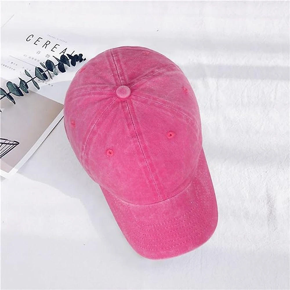 Kit 10 Bonés de Beisebol Sarja Liso Aba Curva em Algodão Lavado Rosa Ajustável Unissex