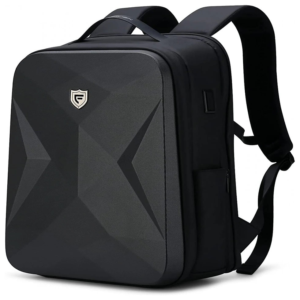 FENRUIEN Mochila Unissex para Laptop com Porta USB, Preta