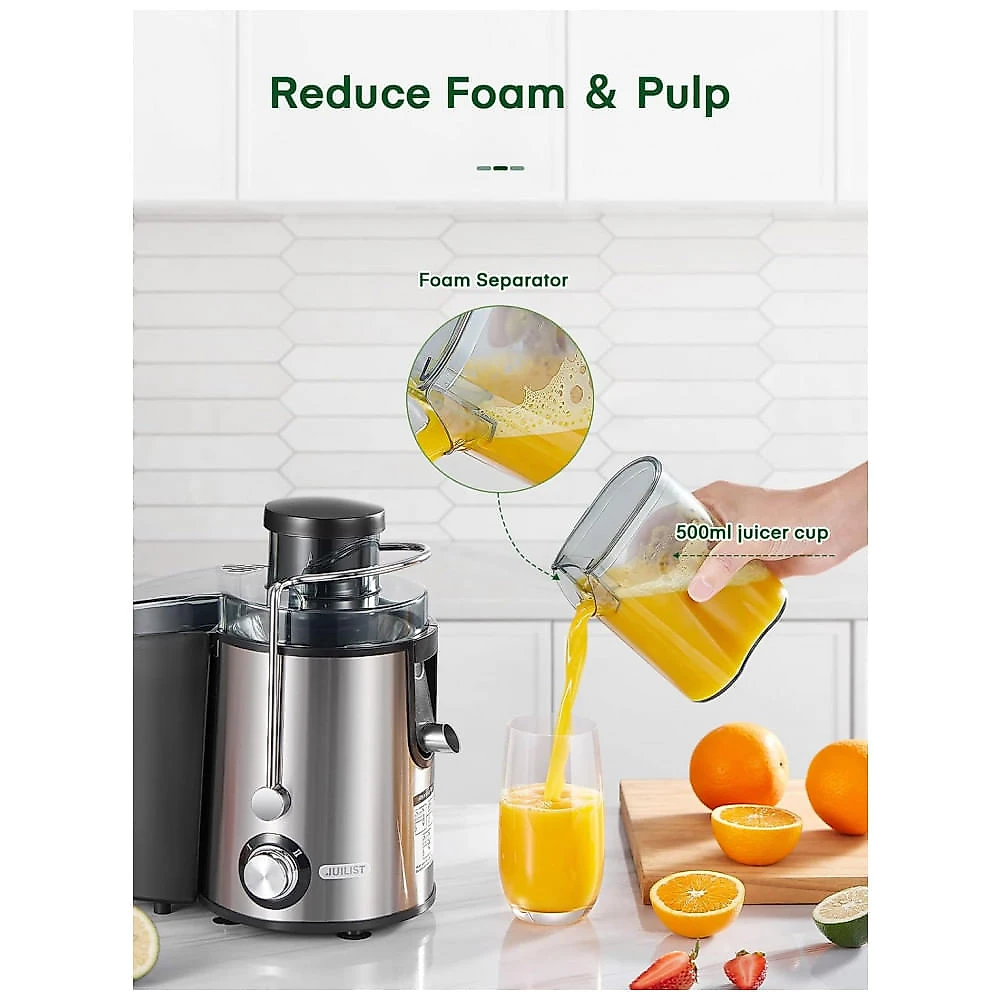 Centrífuga de Frutas e Vegetais com Velocidades Duplas, 110V 400W, Juilist, Prata