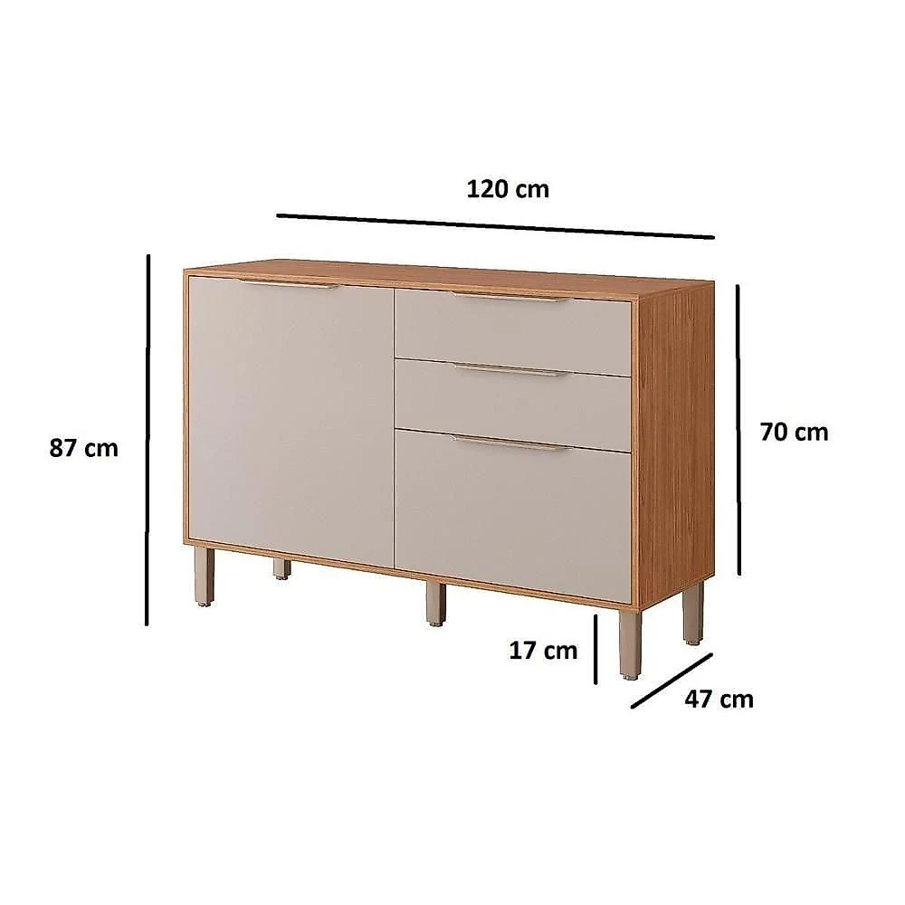 Gabinete com Tampo Cozinha Esplêndida 2 Portas 2 Gavetas MDF 120cm Cinamomo-titanium MGM