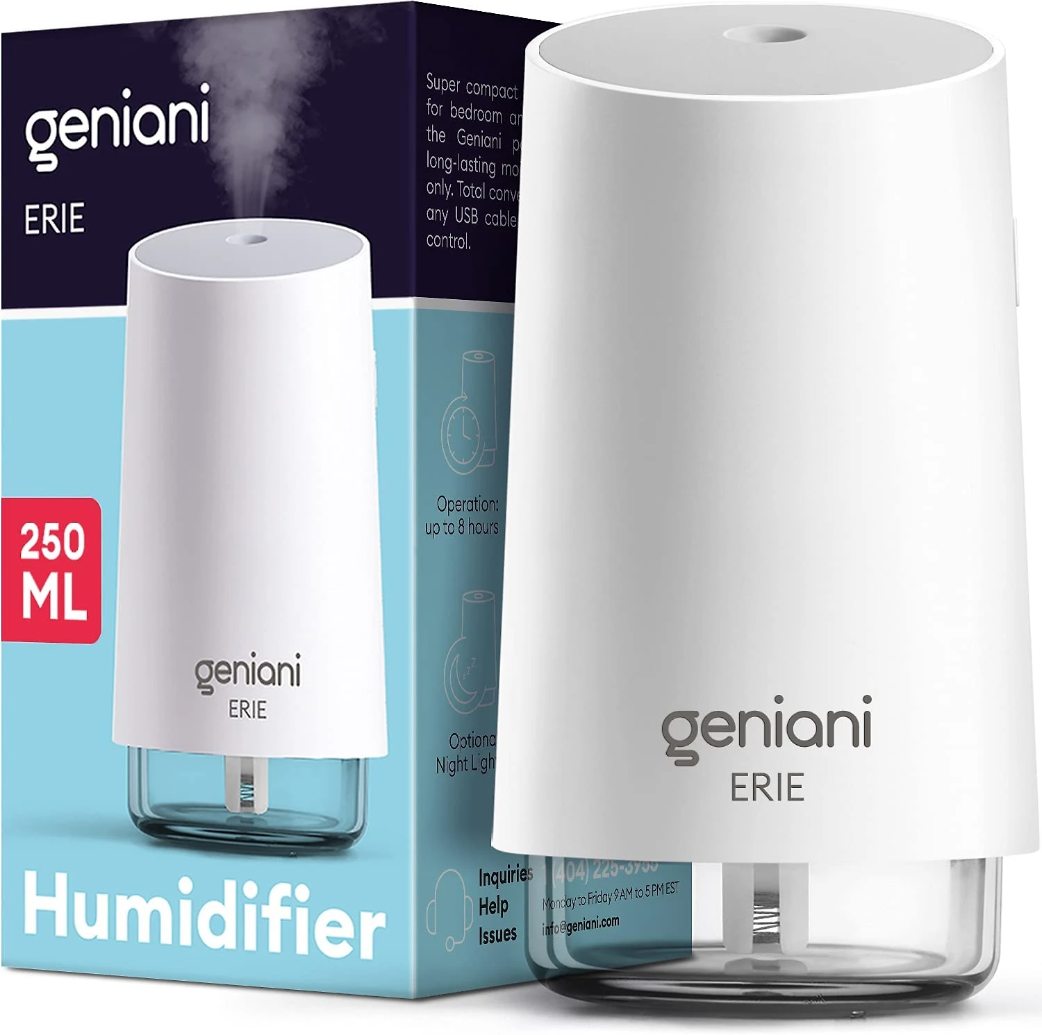 GENIANI Umidificador Ultrassônico 250ML cLuz Noturna e