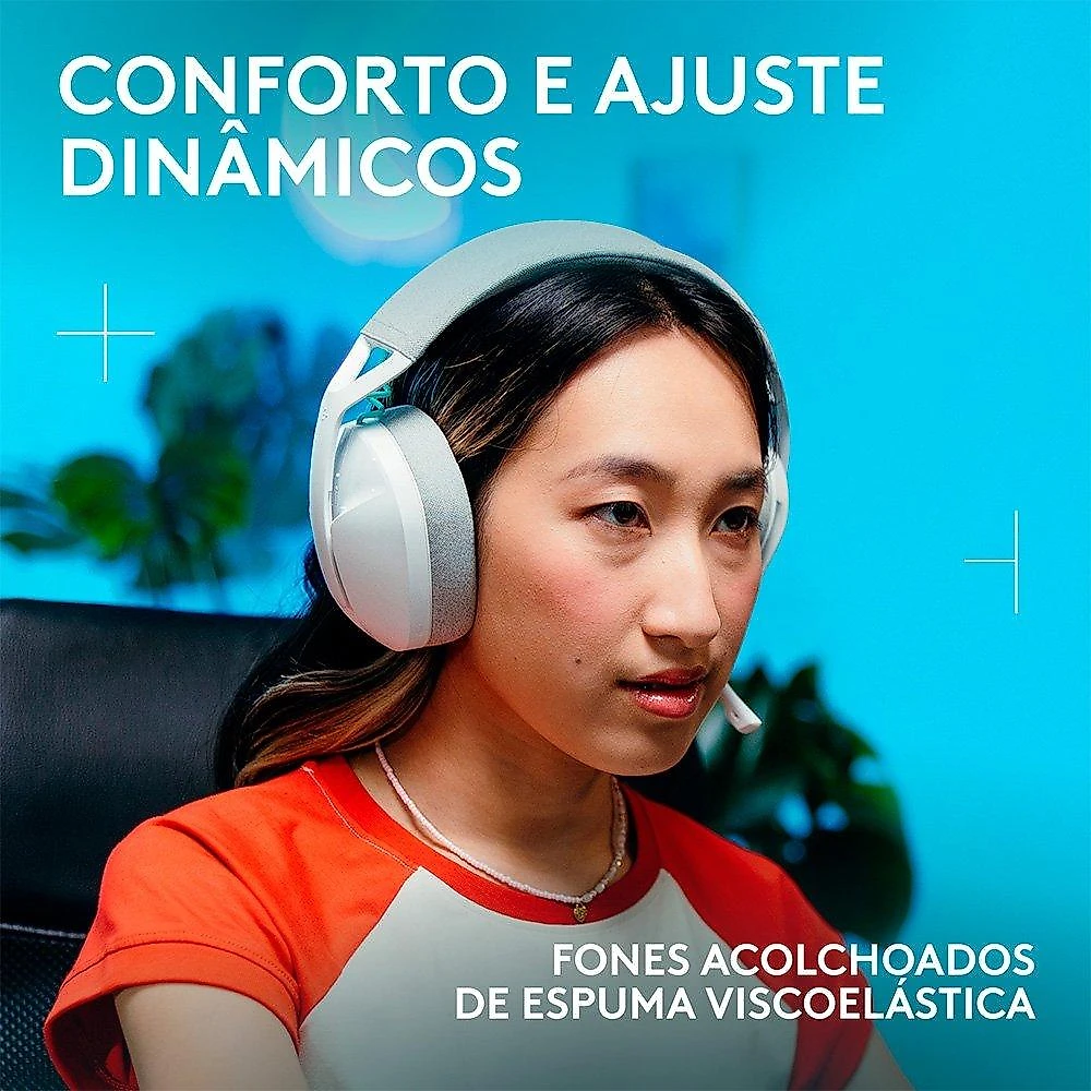 Headset Gamer Sem Fio Logitech G321 LIGHTSPEED, Bluetooth, Compatível com PC, PS4, PS5 e Nintendo Switch, Branco - 981-001568