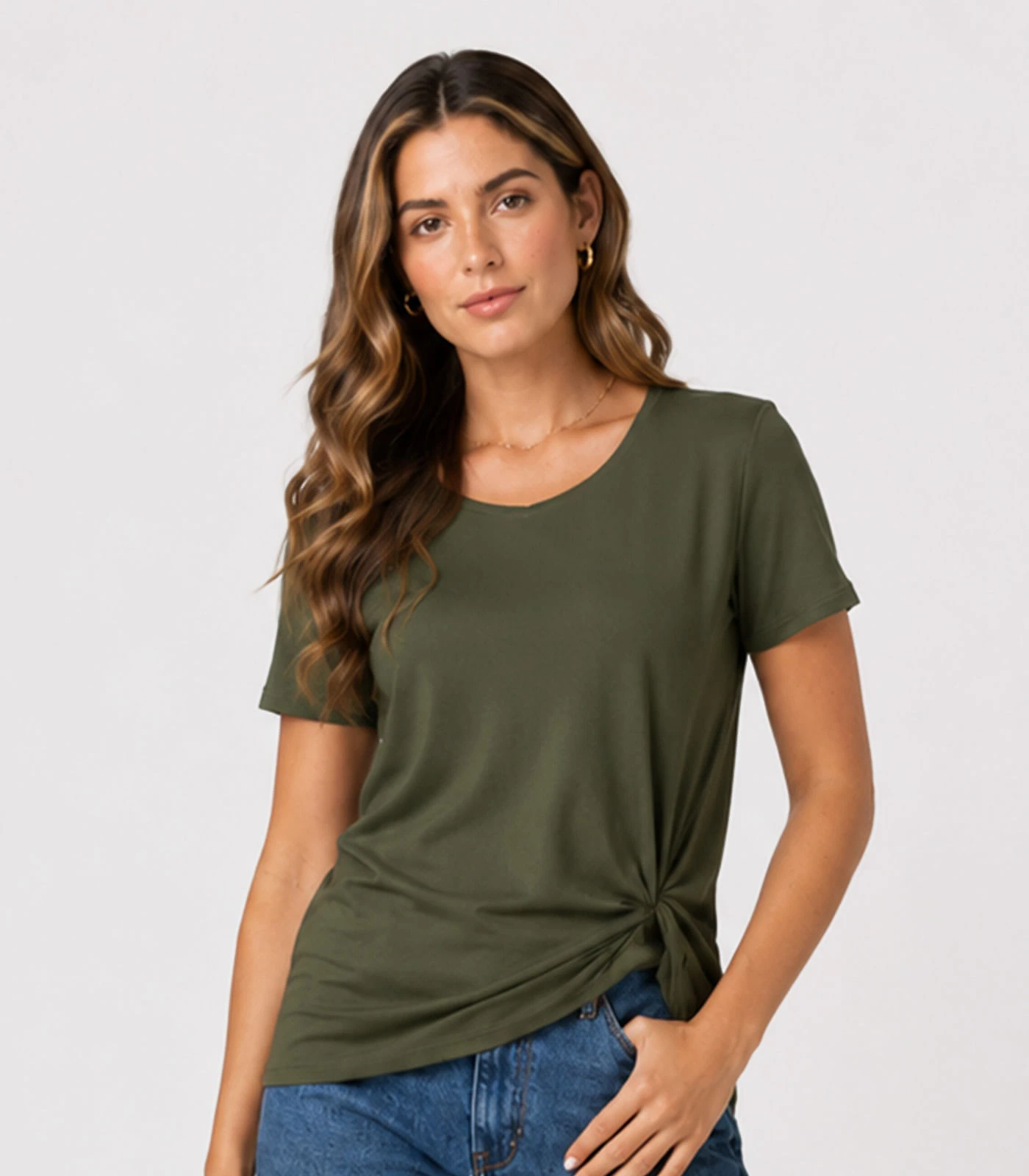 Blusa Feminina Com Nó Na Frente Infinita Cor Verde