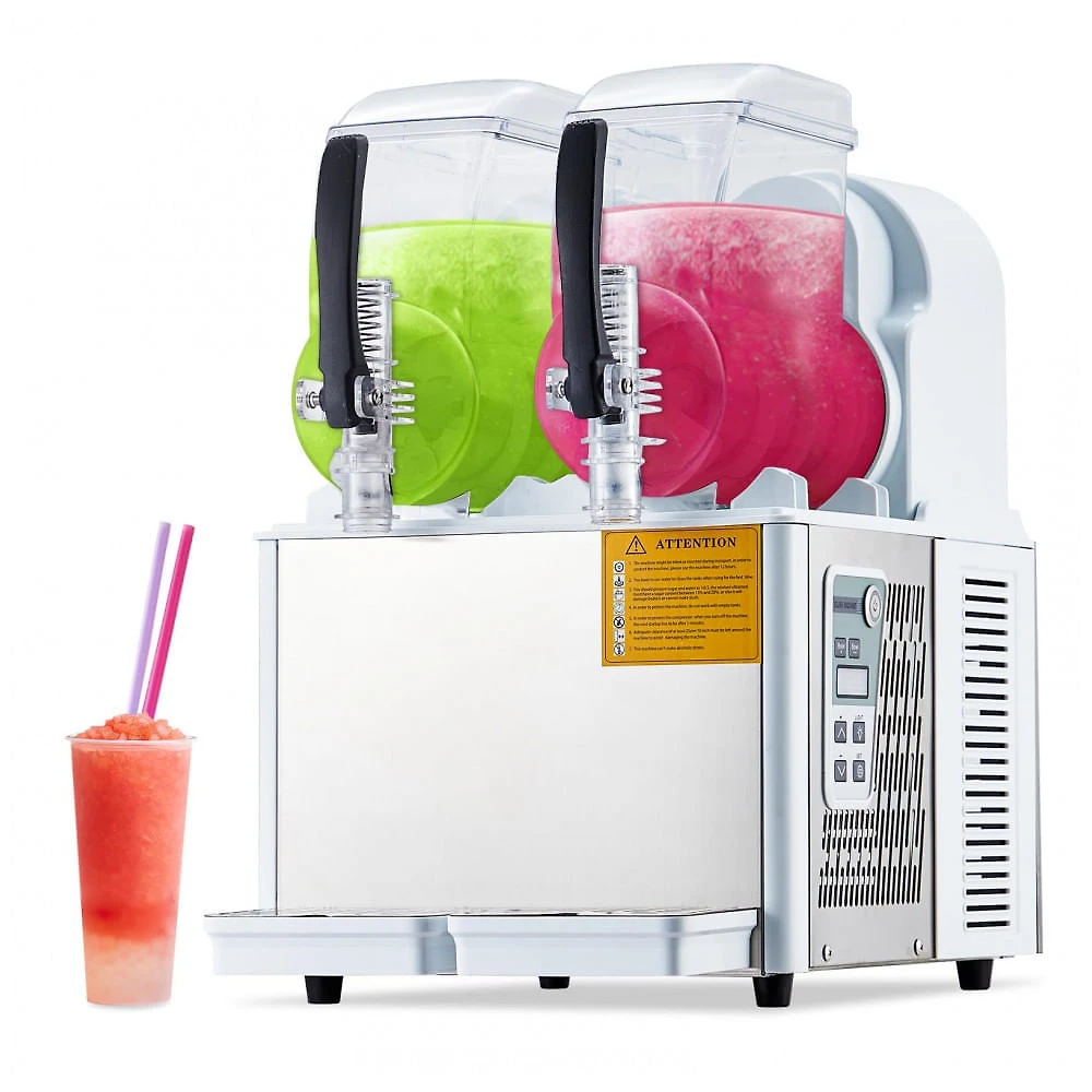 Máquina de Slush Raspadinha SierraSquad 8L Duplo Tanque Comercial Auto Limpeza Inox 240V