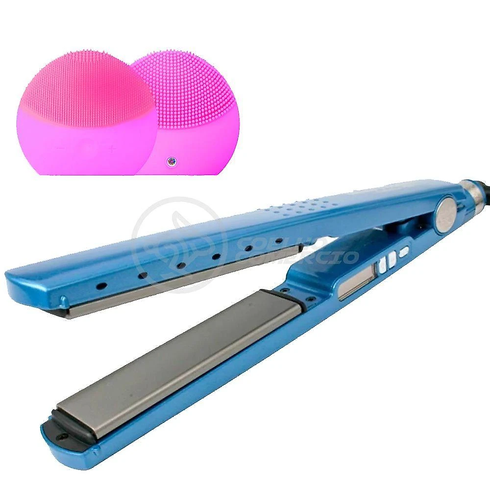Kit 1 Prancha Nanotitanium + 1 Esponja Facial Rosa Bebê Nº30