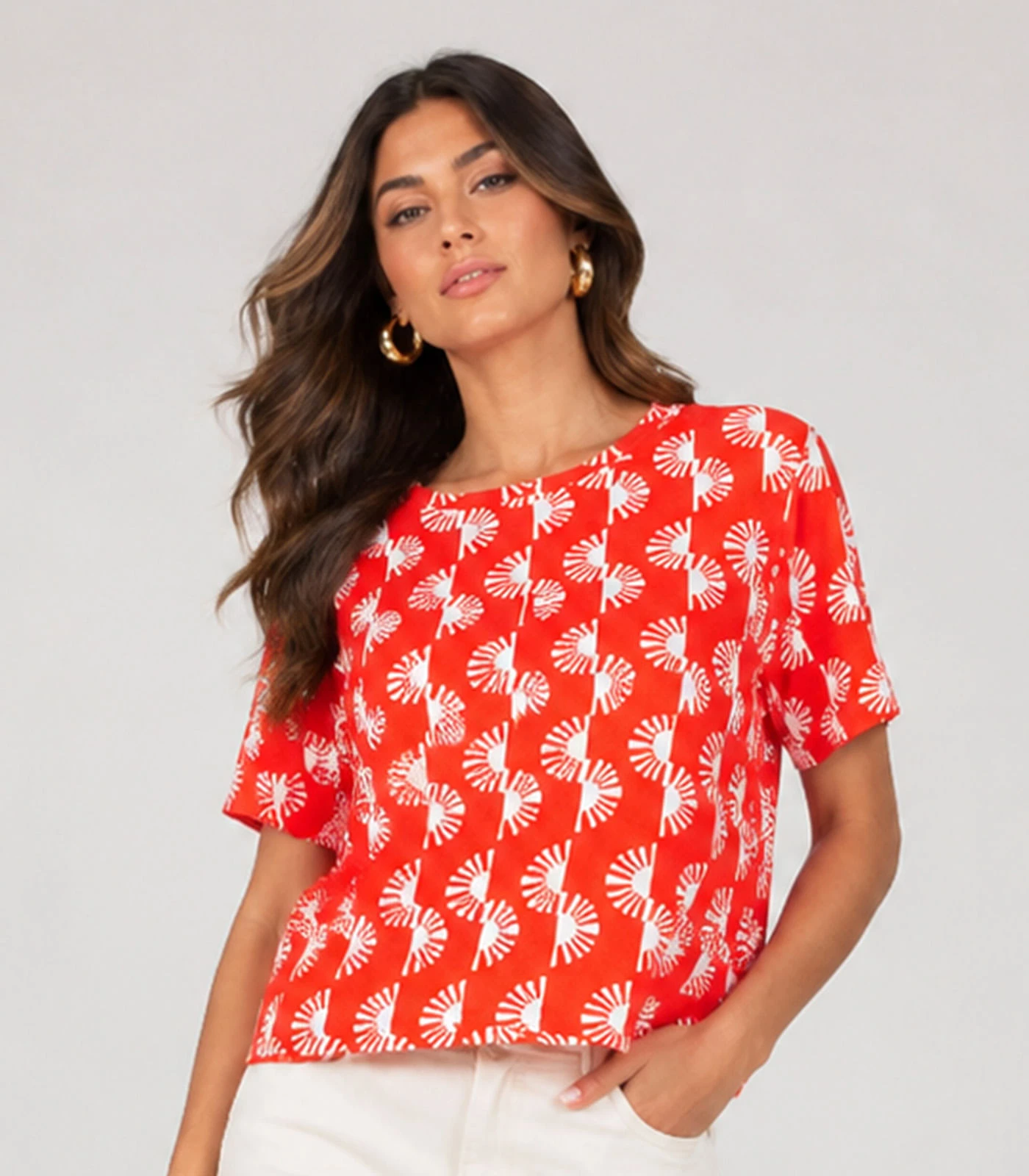 Blusa Feminina Estampada Infinita Cor Laranja