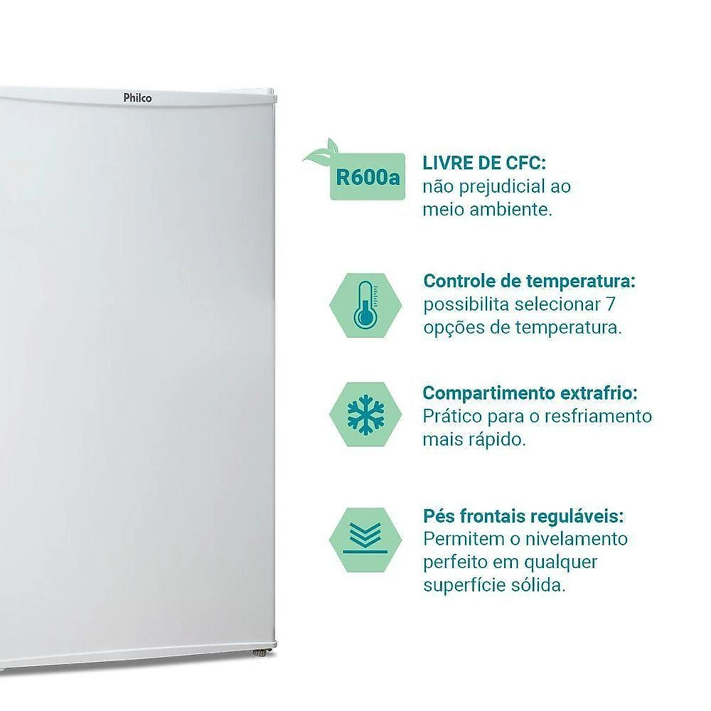 Frigobar Philco PFGE12B 121L Porta Reversível Branco Iluminação Interna 110V