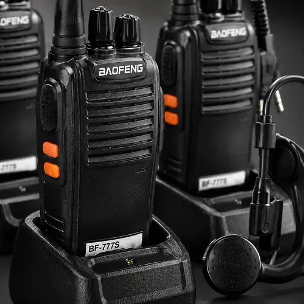 Rádio Comunicador B-Max Baofeng BF777S UHF 400-470 Mhz 16 Canais 5W Alcance 12 Km VOX Preto Kit 10