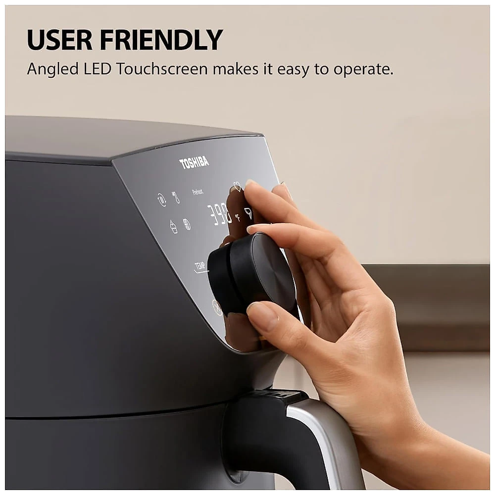 Fritadeira Elétrica Air Fryer 5,2L com 8 Menus Predefinidos e Função Menu-IQ, 110V 1500W, TOSHIBA, Cinza Metálico 110v