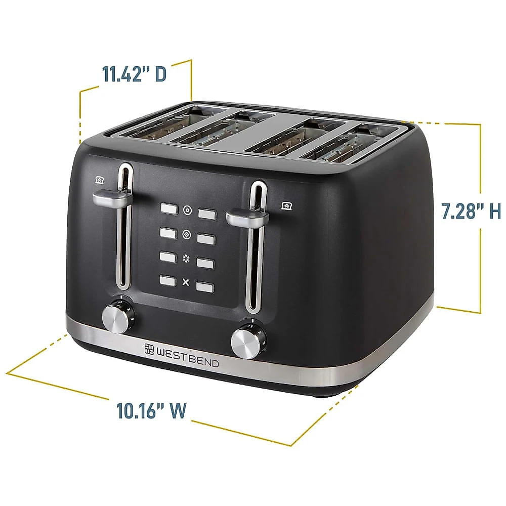 Torradeira 4 Fatias com 7 Níveis de Tostagem, Alavanca de Elevação Manual e Desligamento Automático, 1500W, West Ben...