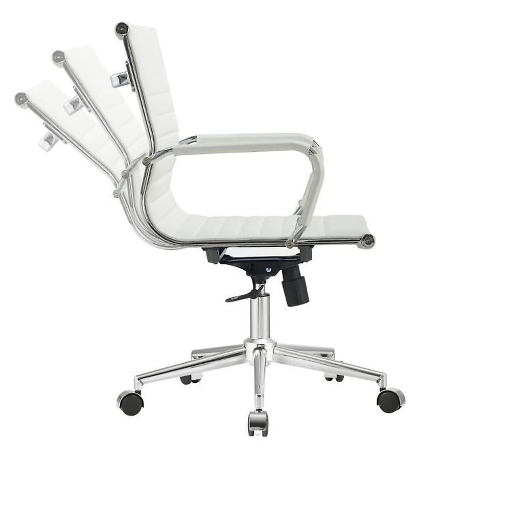 Kit 8 Cadeiras Escritório Diretor Esteirinha Corino Manhattan Kit 8 Cadeiras Esteirinha Diretor Giratória Couro Ecológico Branco
