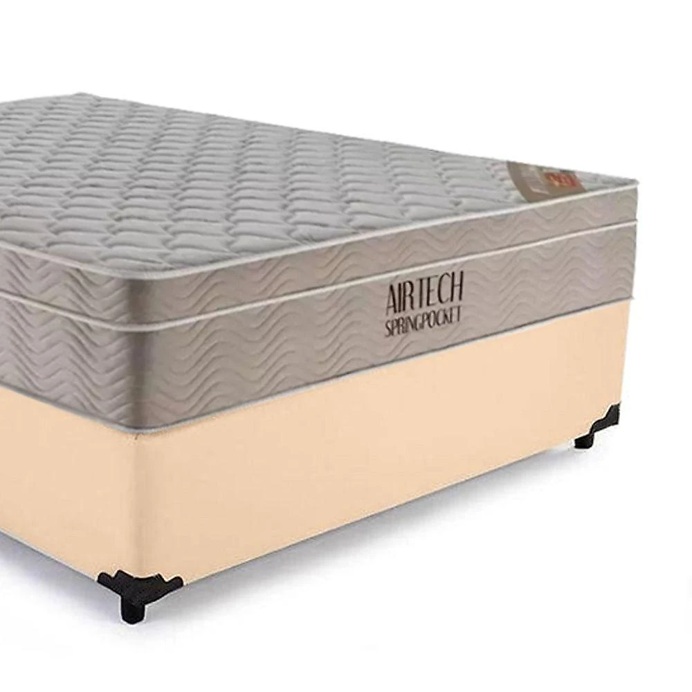 Cama Box Casal Airtech Molas Ensacadas 65cm Madeira Bege Ortobom