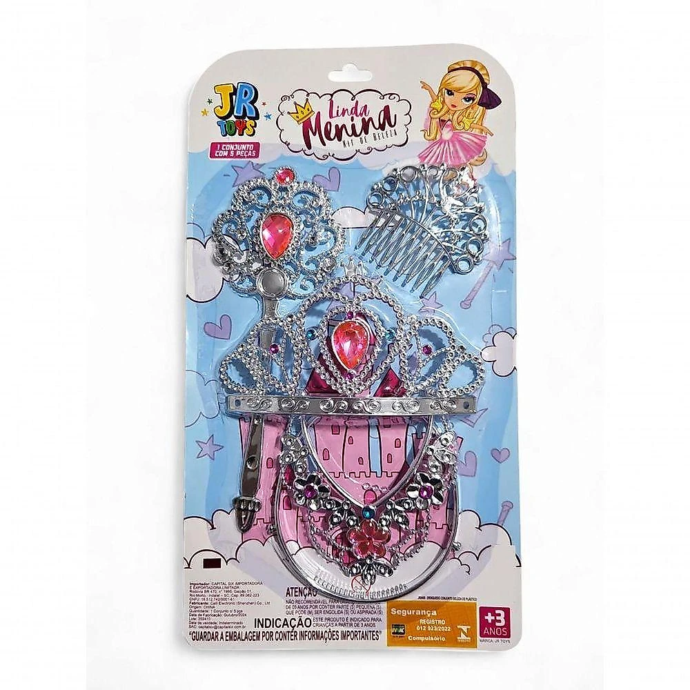 Kit Fantasia Infantil Princesa Coroa Varinha E Acessórios Joia Flor