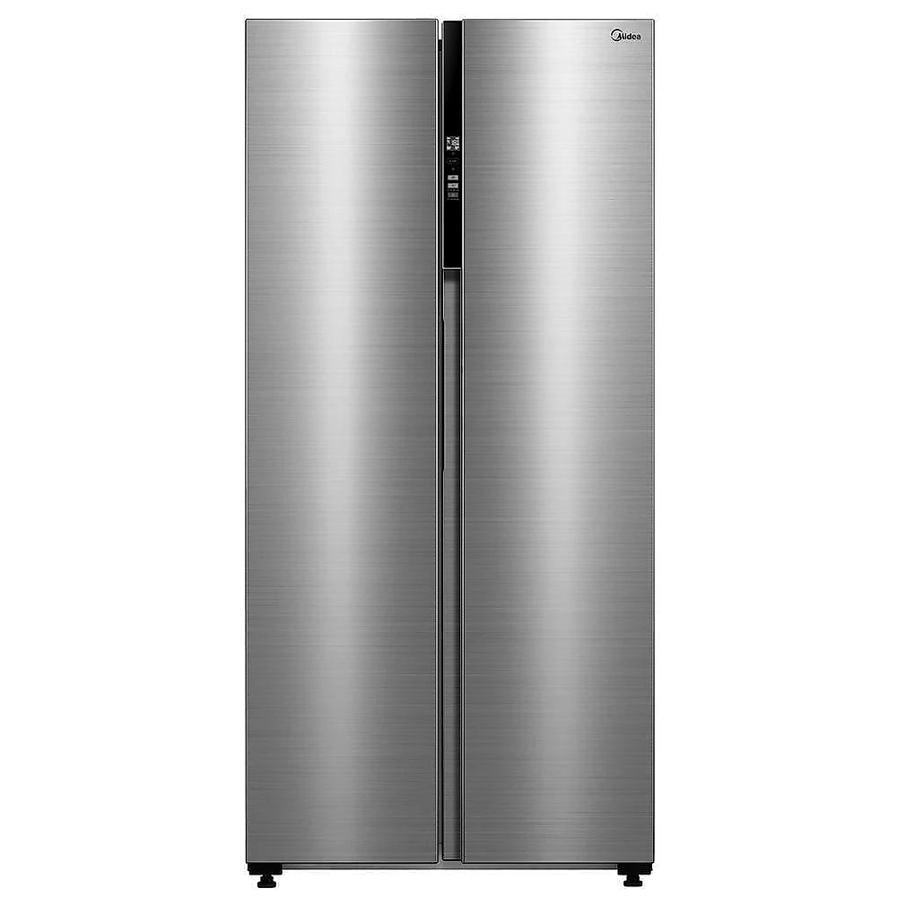 Geladeira midea side by side mdr-s598fga041 frost free com painel touch, função turbo e conectividade via app- cor inox claro - 442 litros 110