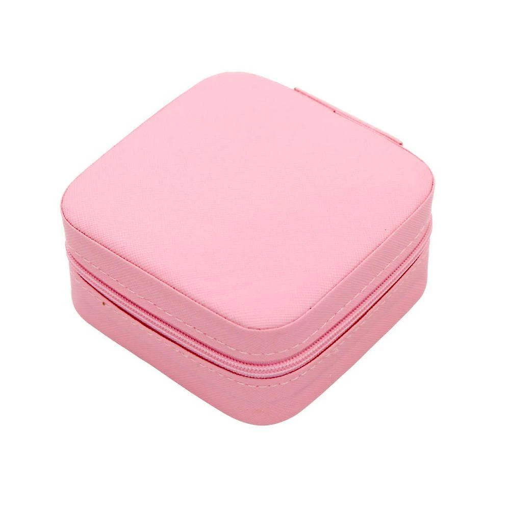 Porta Joias Portatil Viagem Estojo Maleta Caixinha Com Ziper Rosa