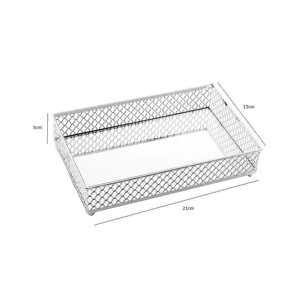 Bandeja De Metal Com Espelho Barcelona Prateada 4546 - Lyor