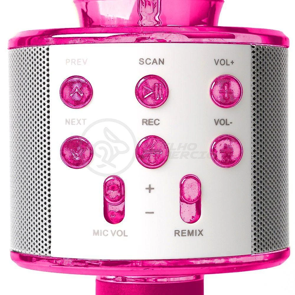 Microfone Bluetooth Karaokê Sem Fio Rosa Pink