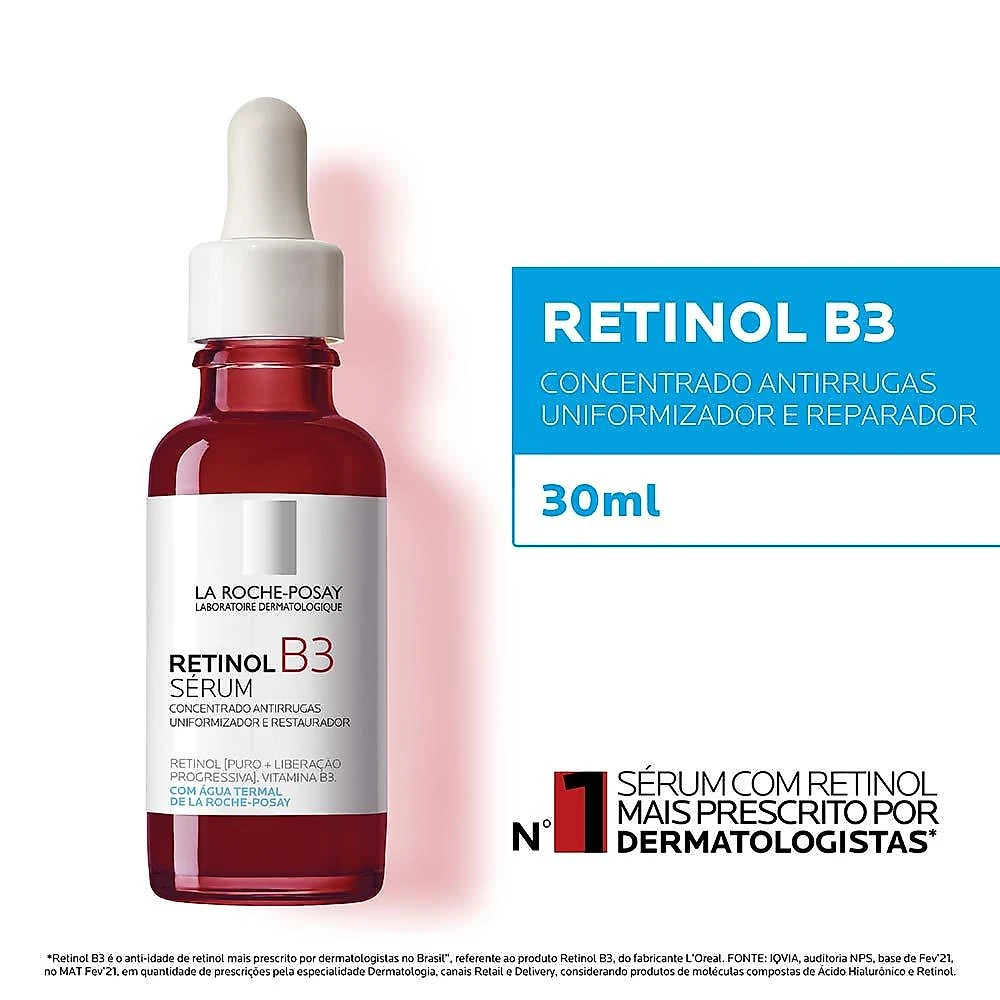 Sérum facial antirrugas com vitamina b3 e retinol puro la roche-posay retinol b3 30ml